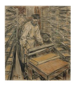 Kitchen Room 1 of 12 Lithographs by Toorop on Candle Making by Jan Toorop